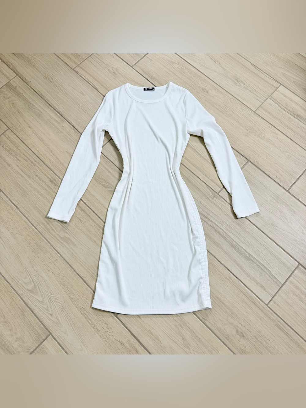 BTFBM White Bodycon Mini Dress Size M Long Sleeve Little White Dress Stretch
